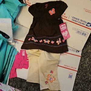 Brown and Tan Outfit with Butterfly Embroidery